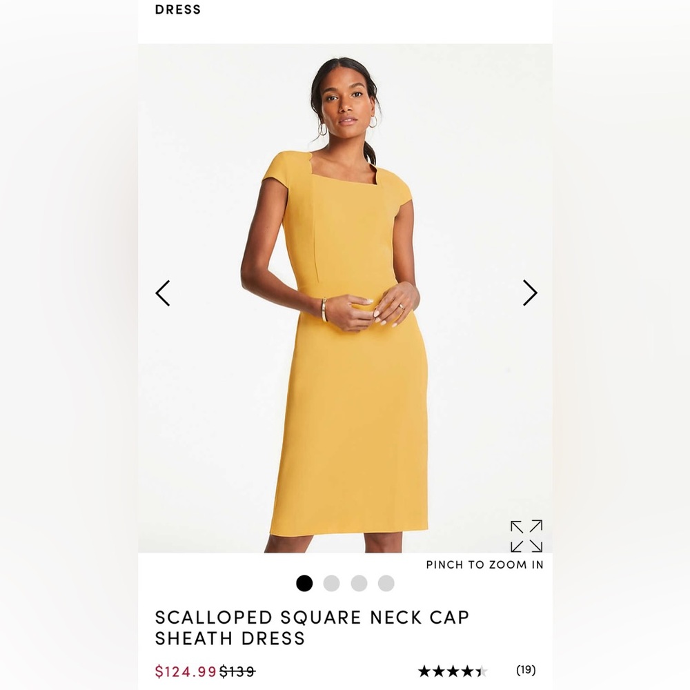 Ann Taylor Yellow Cap Sleeve Scalloped Midi Dress - Sz 8 - Excellent Condition
